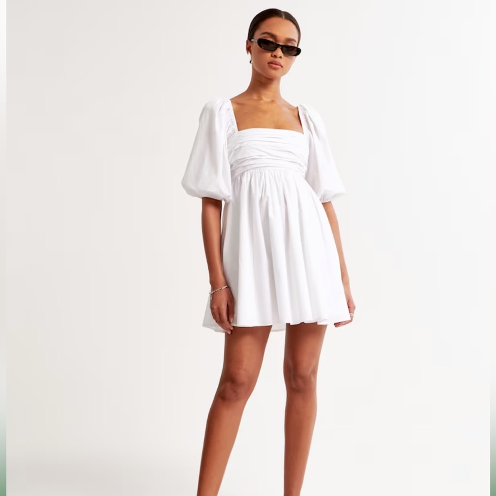 A&F Emerson Ruched Puff Sleeve Mini Dress
